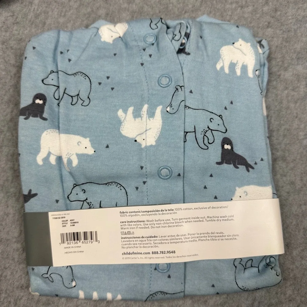Child of Mine by Carters Baby Boy 6-9M Christmas Pajamas 3 pk Footie Sleep Play‎